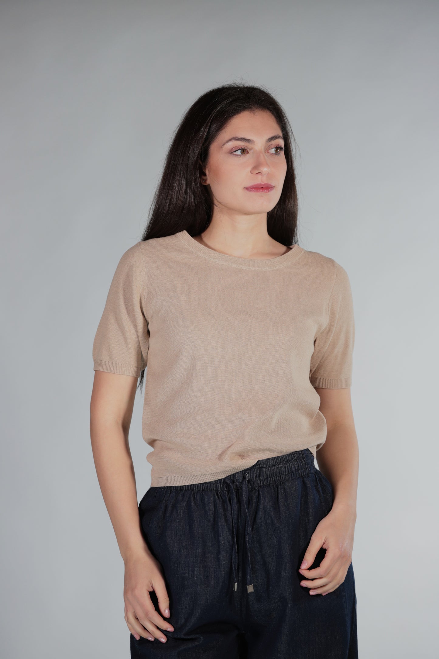 ANNA T-SHIRT IN FILO BEIGE