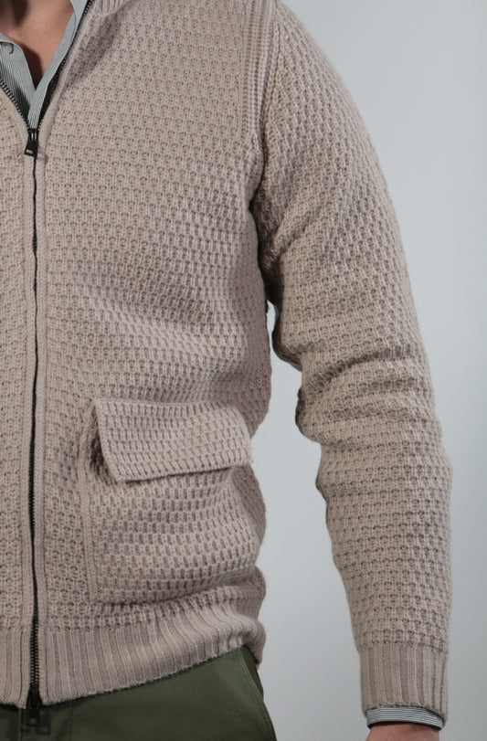 ERICK GIUBBINO FULL ZIP IN MERINOS ECRU'